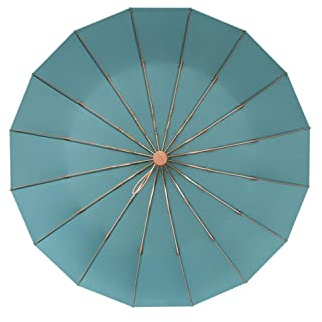SERUMY Taschenschirm Super Strong 16 Rippen Höchster Qualität Regenregenwoman Windschutz Sonne DREI Klappende Regenschirme Mit Holzgriff-Blue