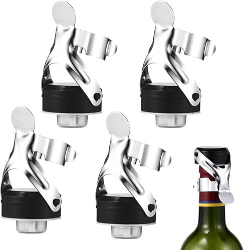 Flaschenverschlüsse mit Hebel,sektverschluss vakuum,Universal Flaschenverschluß,Champagner Stopper,vakuumversiegelter Champagnerstopfen,flaschenverschlüsse wein,champagner verschluss edelstahl 6Pcs