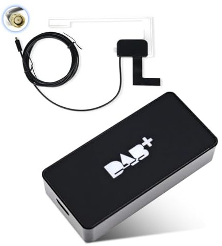 DAB+ Digital Adapter Tragbarer DAB+ Radio Tuner Empfänger mit Antenne+SMA Glass Antenne Set, DAB/DAB+ USB 2,0 Dongle für Universelles Android Autoradio