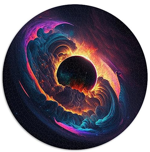 Rundes Puzzle mit 1000 Teilen, abstraktes schwarzes Loch, runde Puzzles für Erwachsene und Kinder ab 12 Jahren, Papppuzzles, einzigartige Herausforderungsspiele, Größe: 67,5 x 67,5