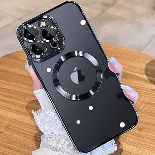 JUESHITUO EinheitsSchutz Serie für iPhone 15 Pro Hülle für MagSafe (Mit Integrierter Kameraschutz) [TOP N56 Starke Magnete] Handyhülle iPhone 15 Pro Case für Frauen Mädchen 6,1 Titan Schwarz