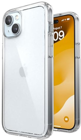 Speck Clear iPhone 15 Plus Case - Slim, MagSafe Compatible, Drop Protection - for iPhone 15 Plus & iPhone 14 Plus - Scratch Resistant, Anti-Yellowing, 6.7 Inch Phone Case - GemShell Clear