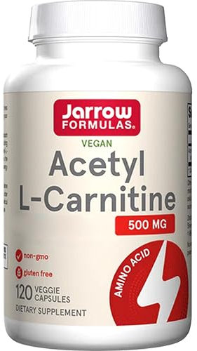 Jarrow Formulas, Acetyl-L-Carnitine, 500mg, Haute Dosé, 120 Capsules végétaliennes, Sans Gluten, Végétarien, Sans Soja, Sans OGM