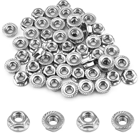 55 Pack M6 Serrated Flange Hex Nuts for DIY Home Mechanism
