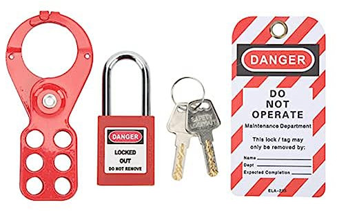 Lubrol Vorhängeschlösser, Haspen-Set, Lockout-Tagout-Set, 6-Loch-Design, manipulationssicher, für industrielle Geräte (25 mm Bügel)