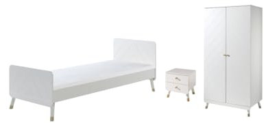 möbelando Jugendzimmer-Set >Billy< in Satin Weiß aus Massiv Kiefer und MDF