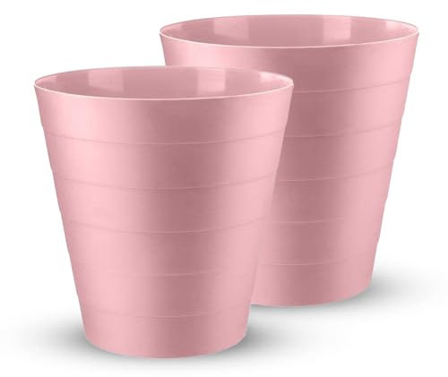 VIVAAS Plastic Waste Paper Bin 6L Round Waste Basket Trash Can Lightweight Rubbish Bin for Kitchen, Bedroom, Bathroom, Outdoor Garbage Container Dustbin Waste Basket Pack Of 2 (Pink)