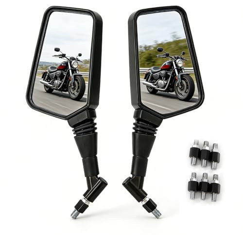 Motorradspiegel Rückspiegel Motorrad Seitenspiegel Passend für 8mm 10mm Modelle Universalspiegel(Schwarz)