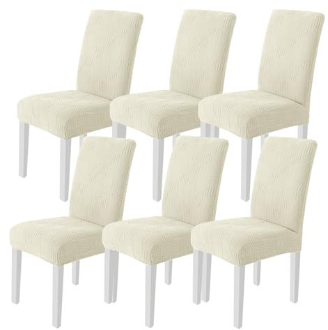 Ystyle Fundas Sillas De Comedor Pack 6, Fundas Sillas Ajustables, Cubre Sillas Elástico Universal, Funda Sillas Comedor Desmontables Lavables para Banquetes Hogar Restaurante Hotel, Beige