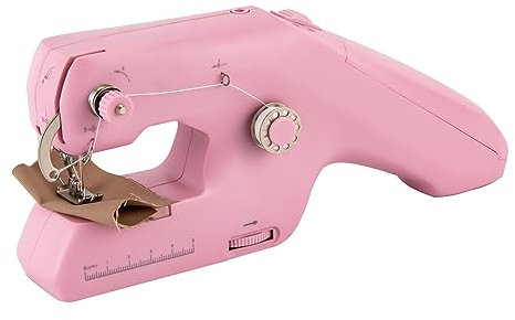 Handnähmaschine Schnell Nähende Elektrische Nähmaschine mit Doppeleinfädelung Tragbare Elektrische Mini Nähmaschine für Anfänger Erwachsene - Kompakt und langlebig (Rosa)