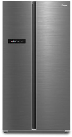 Midea MDRS791MYA46 Side-by-Side Kühl-/Gefrierkombination/No Frost/Inverter Compressor/176,5 cm hoch/379 L Kühlen/213 L Gefrieren/Doppelte Steuerung/SuperCool/LED-Beleuchtung/35dB/Rostfreier Stahl