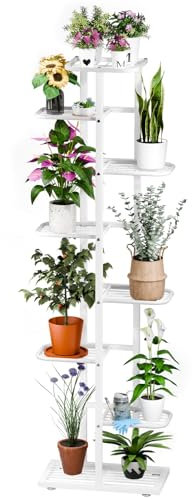 Plant Stand Indoor Metal Plant Shelf Tiered Plant Holder Display Rack for Multiple Plants Corner Flower Pot Holder Shelves Planter Stand for Garden Patio Office Living Room White 8