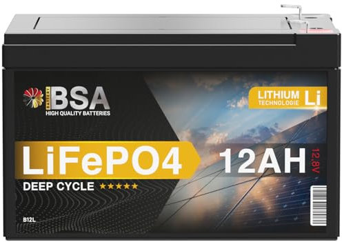 BSA LiFePO4 12V 12Ah Akku Lithium Batterie Eisenphosphat als Solar Photovoltaik Akku USV Notstromversorgung statt 8Ah 10Ah