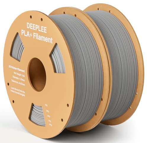 DEEPLEE PLA+ Filament 1.75mm, PLA Plus 3D Drucker Filament, Maßgenauigkeit +/- 0,02 mm, Filament 3D-Druckmaterialien, Grau 2kg (1kg/Spool)