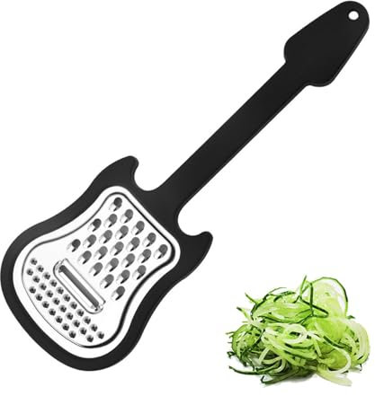 Rallador de verduras manual, rallador de queso portátil, Diseño de guitarra de rallador y trituradora de acero inoxidable, Rallador de comida de cocina de agarre cómodo, amoladora de pulpa de frutas