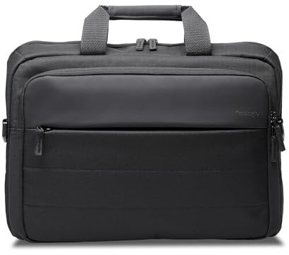 Kensington EQ 16-Laptoptasche, mit gepolsterten Riemen und Fächern, Klappdesign, gefertigt aus 23 Kunststoffflaschen - für Laptops bis 16 Zoll (auch 15,6 Zoll Notebooks) (K60390WW)