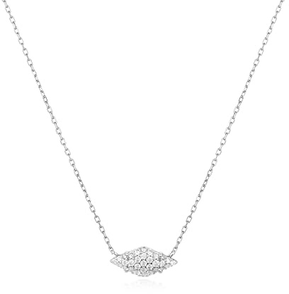 ANIA HAIE Damen Halskette DUSK DIVAS Pavé Sparkle aus 925 Sterling Silber, Anhänger besetzt mit 31 Zirkonia, Länge: 43 cm + 5 cm Verlängerung, inkl. Geschenkverpackung