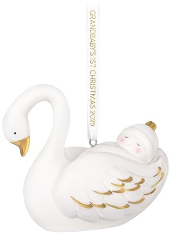 Hallmark Keepsake Christmas Ornament 2025, Grandbaby's First Christmas Swan 2025, Porcelain