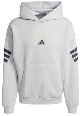 adidas Men's FUTURE ICONS THREE STRIPES HOODIE, medium grey heather, XL Tall