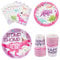 WERNNSAI PInk Dinosaur Party Supplies - 64 PCS Dinosaur Birthday Party Plates Cups Napkins Tableware for Girls Kids Dinosaur Birthday Decorations Supplies Serves 16 Guests