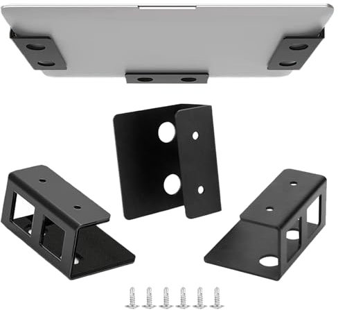 Support pour Ordinateur Portable, Rangement Sous Bureau avec vis, Support Tablette Mural Multifonctionnel pour Ordinateur Portable, Clavier, Routeur, livre, Appareils Épaisseur < 38mm, 3 Pièces, Noir