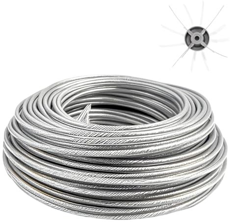 WAVATA Filo per decespugliatore, 2,4 mm x 30 m, con rinforzo, filo di acciaio, decespugliatore, filo di ricambio per rasaerba