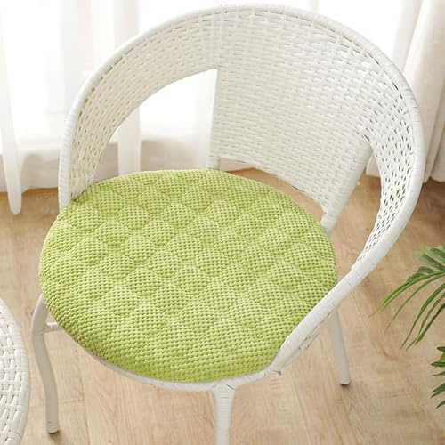 Sitzkissen Rund 35cm, Weiche Stuhlkissen 2er set mit Rutschfest Waschbar Cordstoff Sitzauflage Stuhl mit Reißverschluss, Sitzpolster Stuhlauflage für Indoor Esszimmer Küche Outdoor Garten, Grün