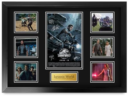HWC Trading Jurassic World 1 Chris Pratt Geschenke Geduckter Poster Signiertes Autogramm Foto für Fans von Film Memorabilien - A2 Gerahmt
