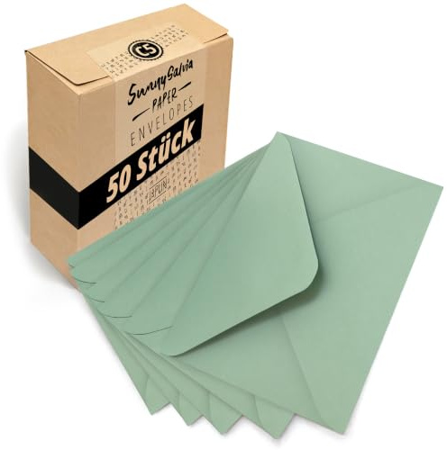 Japun - Briefumschläge (50 Stück) - DIN C5, 220 x 156 mm, grün | Kuvert aus 140 g/m² Papier, Umschlag mit Nassklebung ohne Fenster, für Einladungen zum Beschriften und Bedrucken