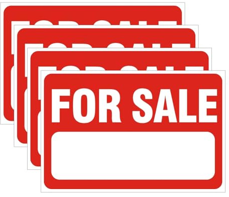 FSSTUD 4 Pcs 12 x 8 Inch Large For Sale Sign Stickers Self Adhesive Car Sale Decals Advertising Signage Stickers Auto Retail Decals Weatherproof Vehicle Sticker for Houses Boats