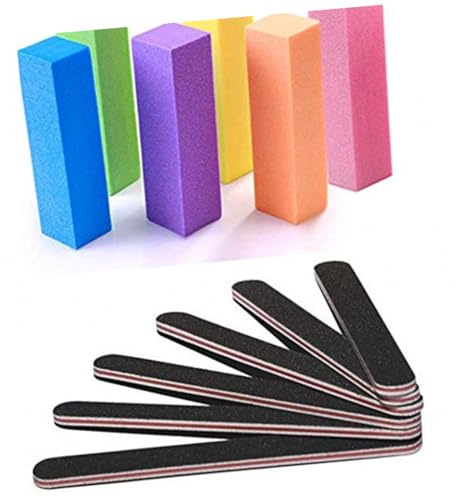 PENIKOKO Nagelfeile-set mit Schleifblock für Nägel Nagelfeilen Nagelschleifblock Doppelseitiger Nagelpuffer und Zubehör für Nagelkunst Zufällige Farbe