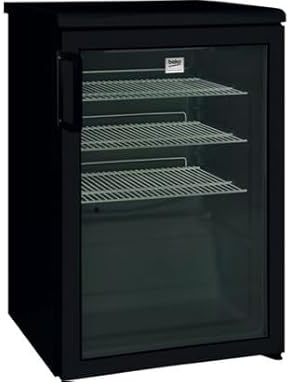 Beko Professional Getränkekühlschrank ADN 140B_BP, 123 Liter Nutzinhalt, 60T x 56B x 85H cm, LED-Beleuchtung, Automatische Abtauung, Schwarz mit Silberrahmen