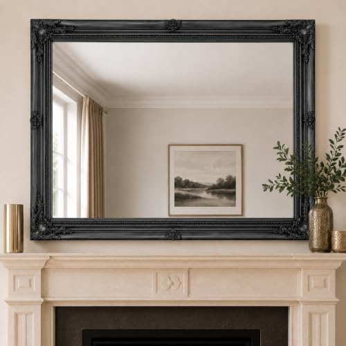 DOWNTON INTERIORS UK Extra Large Antique Style Wall Mirror, Black