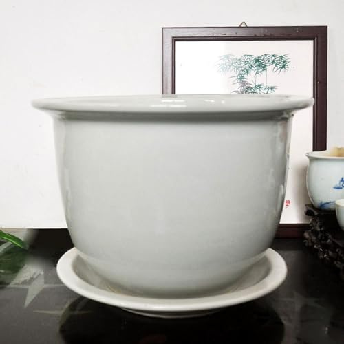 WDSOPK Ceramic Planters, Pots for Plants, Indoor Plant Pots with Drainage Holes and Saucers, Modern Planters Fit Mid Century Plant Stand, Flower Pots for Indoor Plants, Reactive Glaze (28 * 20cm)