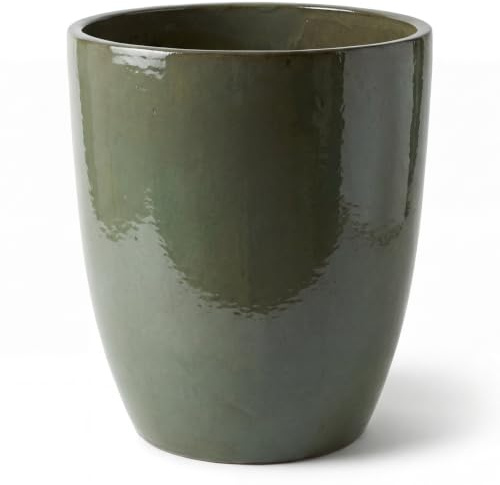 Provencelia Mazarin Keramik Blumentopf Khaki, Größe: L, frostbeständig, handgefertigt, mediterraner Übertopf für Garten Balkon Outdoor, 38x50cm, rustikal, Deko