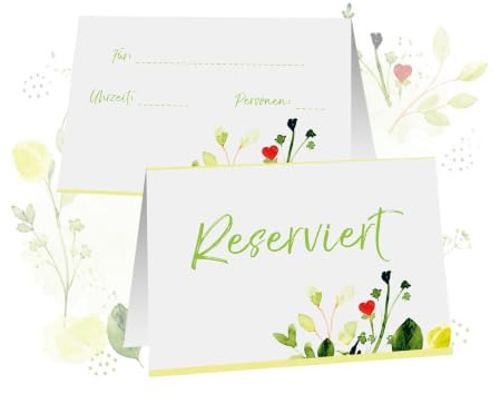 25 Tischkarten Reserviert A7 10,5 x 7,4 cm - Platzkarten beschreibbar Hochzeit Geburtstag Restaurant Reservierung Karten - Logbuch-Verlag
