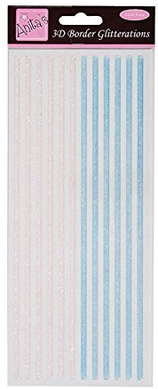 Anitas Glitterations 3D Border Stickers, White & Pale Blue For Scrapbooking, Card Making, Kids Play, Homework, Art, Craft, Embelish, Decorative, Paper, Card, Glass, Metal, Plastic, Foam