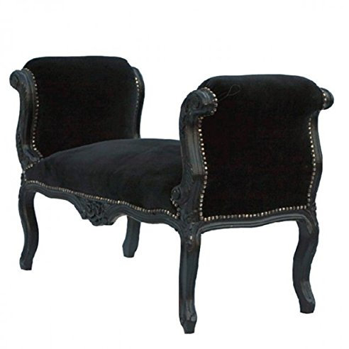 Casa Padrino Barock Schemel Hocker Schwarz/Schwarz - Sitzbank