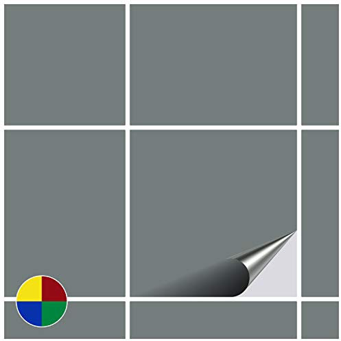 FoLIESEN - Fliesenaufkleber 10x10 cm | selbstklebende Fliesen-Folie für Bad & Küche | entfernbare Klebe-Folie für Wandfliesen Küchenrückwand & Bordüren | 160 Klebefliesen, .:Grau glänzend