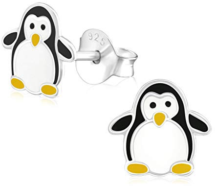 Laimons Mädchen Kids Kinder-Ohrstecker Ohrringe Kinderschmuck Pinguin Vogel Seevogel 6mm schwarz weiß aus Sterling Silber 925