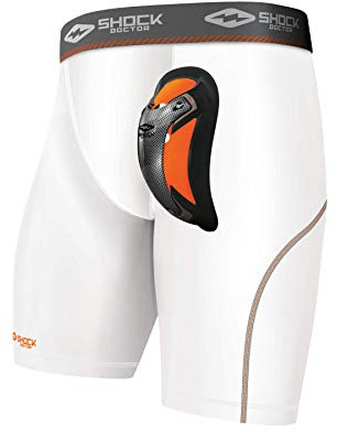 Shock Doctor Ultra Pro Compression Shorts Supporter with Ultra Cup Protector, Moisture-Wicking Fabric and Multi-Layer Protection, White, Adult-XL