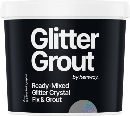 Hemway 2.5 L / 4.5 kg Silver Holographic Glitter with Grey Grout | Ready Mixed & Easy to Use | Suitable for Kitchen, Bathroom & Flooring | Waterproof & Mould Resistant | Non-Toxic & Cruelty Free