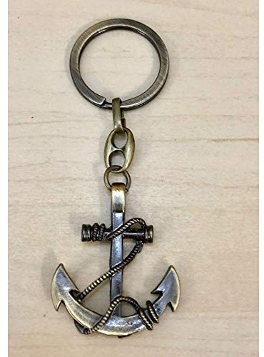 Subitodisponibile Porte-clés avec ancre de mer marine rétro bronze bonbonnière, bronze, Taille Unique