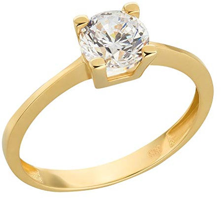 Ardeo Aurum Damenring aus 333 Gold Gelbgold mit Zirkonia im Brillant-Schliff Solitär-Ring Verlobungsring