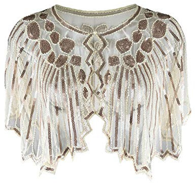 Runyue Damen Pailletten Jacke Kurze Bolero Shrug Hochzeit Elegante Blazer Aprikose Eine Größe