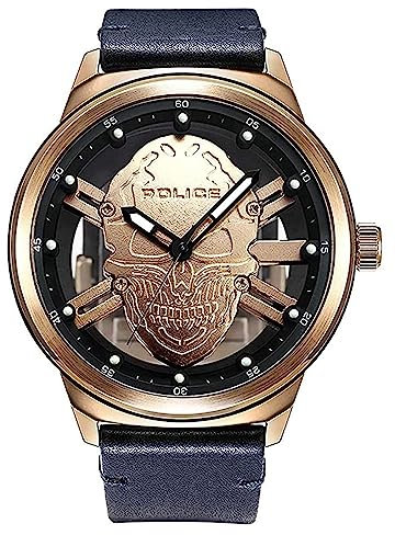 Police Watches Predator Herren Uhr analog Quarzwerk mit Leder Armband PL.14685JSR-67