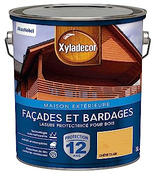 Xyladecor - Lasure Protectrice pour Bois Extérieur - Façades, Bardages, Chalets - Couleur : Satin Chêne Clair - Quantité : 5L - 5324300