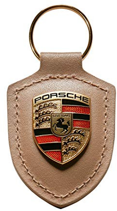 Porsche 911 718 Porte-clés en cuir beige/Boxster Macan Cayenne