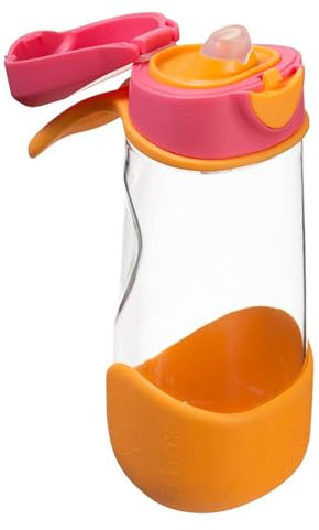 b.Box Sports Water and Drink Bottle with Spout - Easy Grip Bottle and Leakproof Lid - Cool Modern Kid-Friendly Design - Tilt & Sip - 450ml