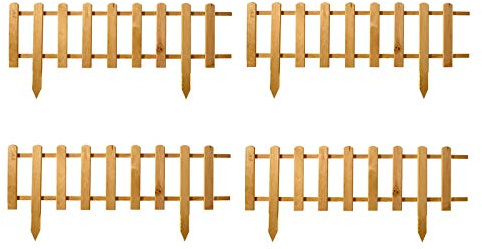 Hölzerner Lattenzaun, wasserdicht imprägnierte Zaunplatte, Vorgartenzaun, Minizaun, Ziergartenzaun, Gitterzaun (4 Stück - 94 x 40 cm, Natürlich)